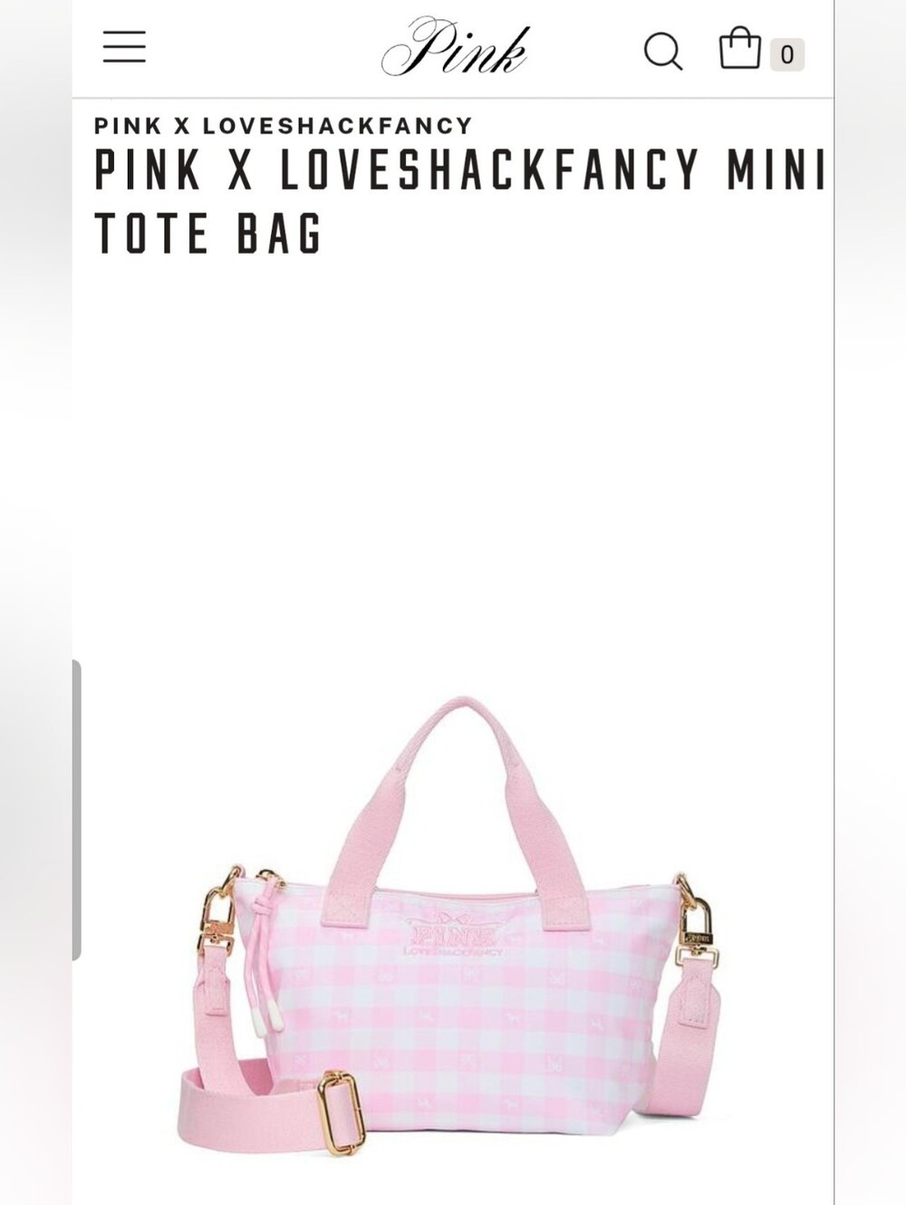 NWT VS PINK X LIVESHACKFANCY MINI TOTE BAG - Picture 2 of 10